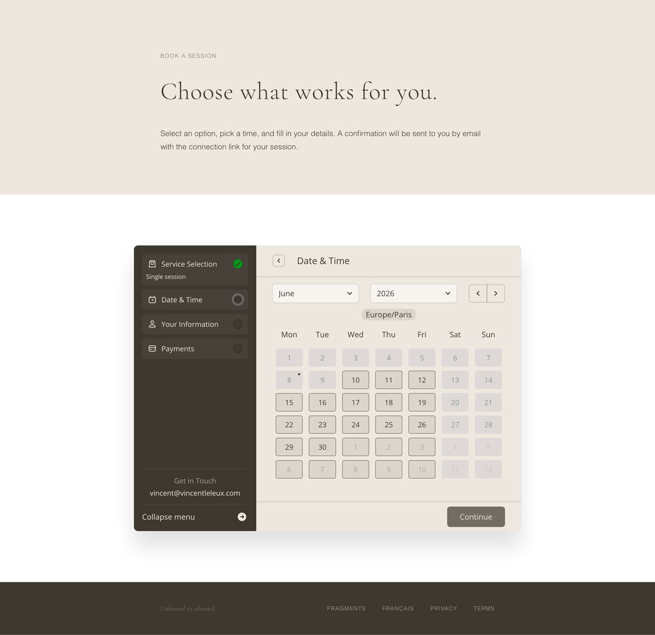 Amelia booking form