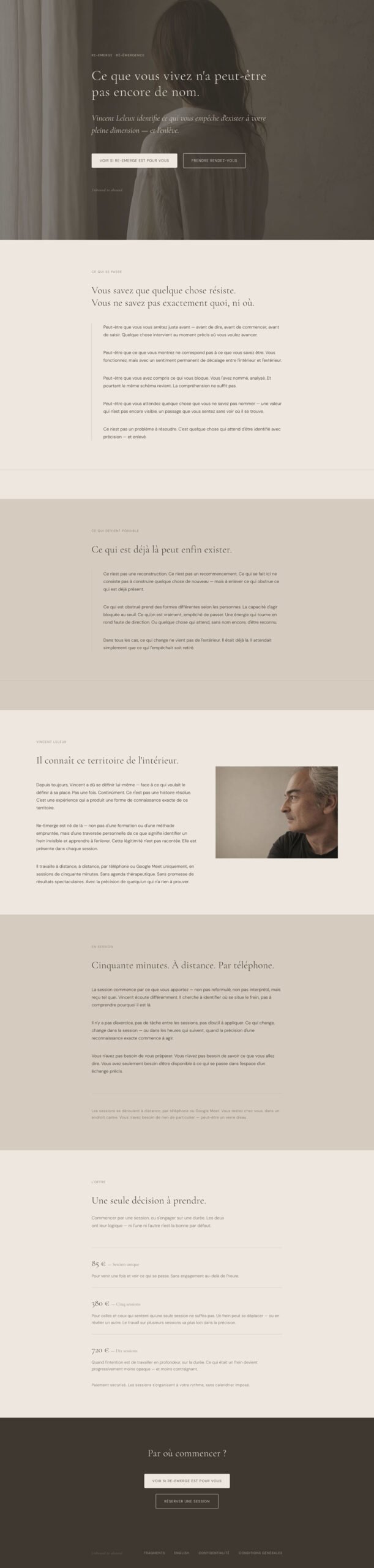 Landing page du programme Re-Emerge