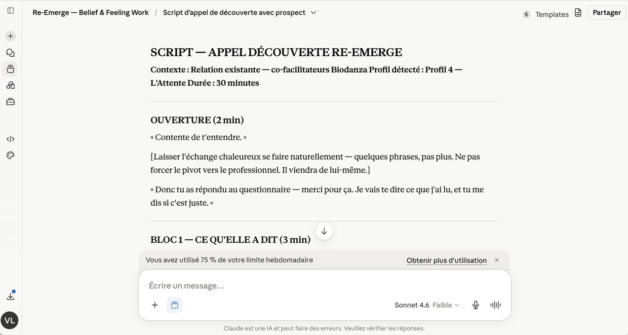 Claude Project for session script generation